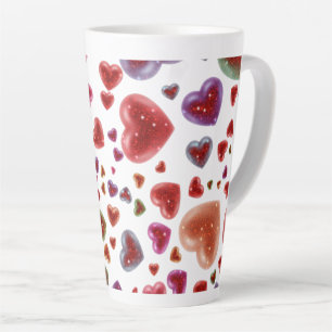 Love, glittery hearts 2 latte mug
