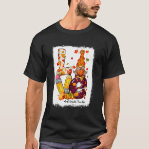 Love Gnome 2nd Grade Teacher Autumn Fall Thanksgiv T-Shirt