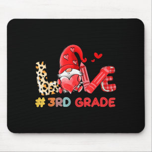 Love Gnome 3rd Grade Teacher Leopard,valentine Tea Mouse Mat