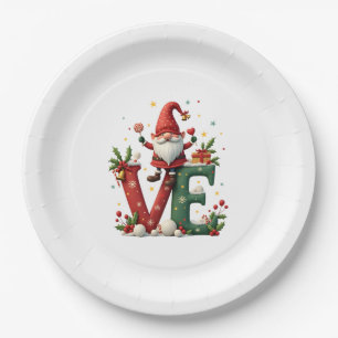 LOVE Gnome Christmas Paper Plate
