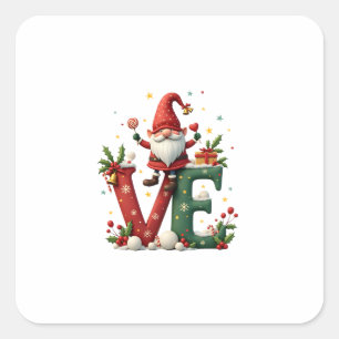 LOVE Gnome Christmas Square Sticker