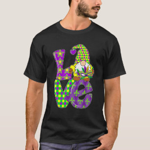 Love Gnome Cute Mardi Gras Leopard Plaid Love Nord T-Shirt