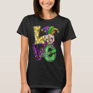 Love Gnome Cute Mardi Gras Leopard Plaid Love Nord T-Shirt