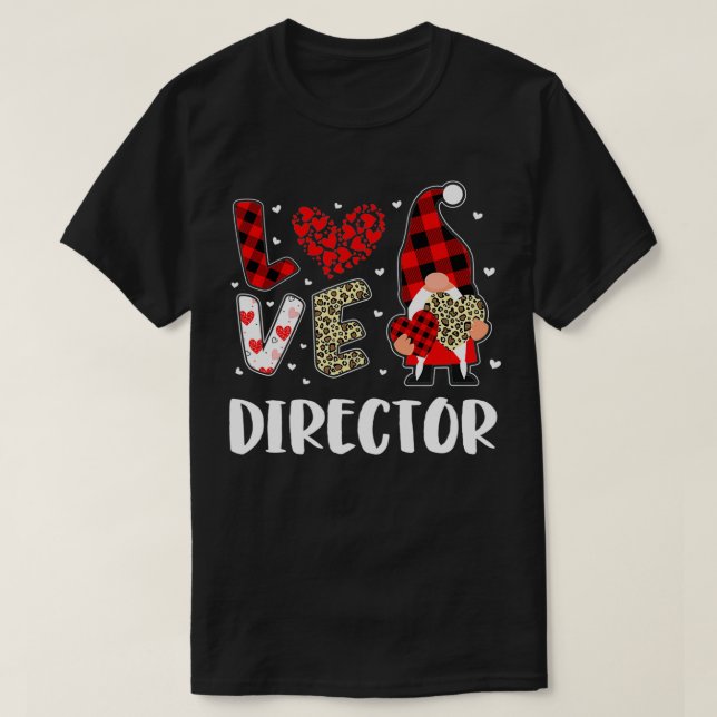 Love Gnome Director Valentines Day Plaid Leopard 2 T-Shirt (Design Front)