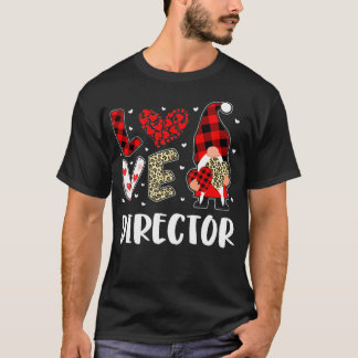 Love Gnome Director Valentines Day Plaid Leopard 2 T-Shirt