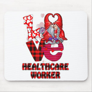 Love Gnome Healthcare Worker Valentines Day Heart  Mouse Mat