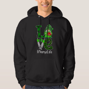 Love Gnome Nurse Life Er Rn St Patricks Day Leopar Hoodie