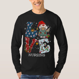 LOVE Gnome Nursing Christmas Pajama Family Costume T-Shirt