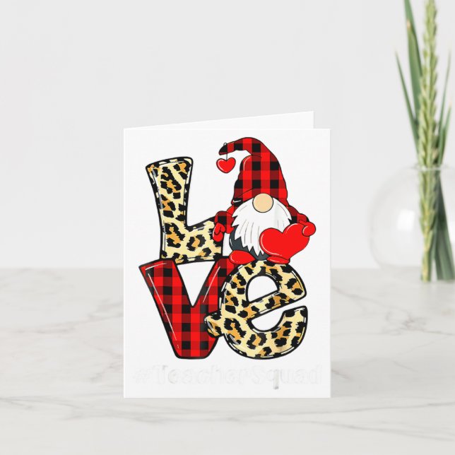 Love Gnome Teacher Squad Valentines Day Teacher St Card (Front)