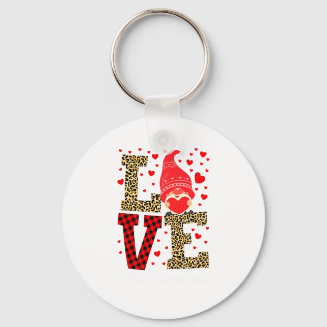 Love Gnome Teacher Squad Valentines Day Teacher St Key Ring (Front)