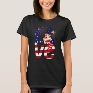 Love Gnome Us Flag 4th Of July Anniversary Indepen T-Shirt