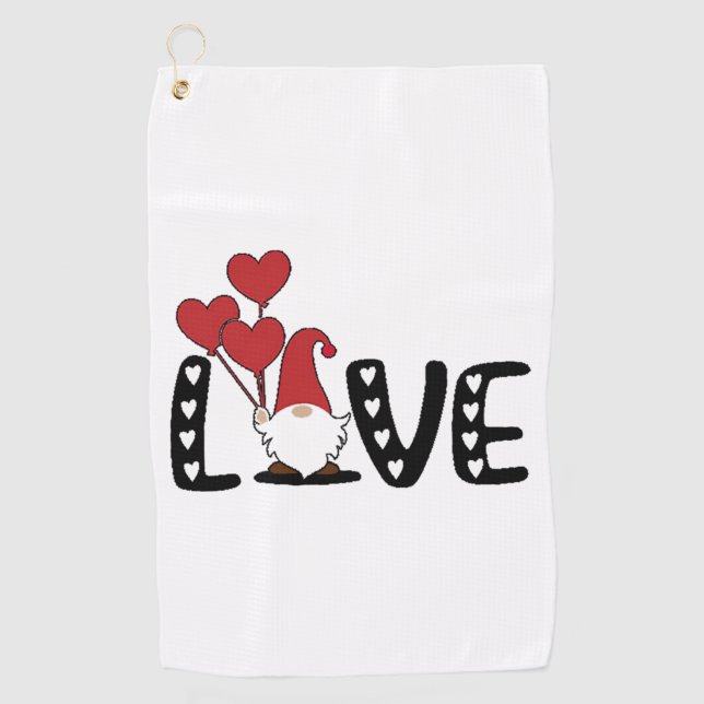 Love Gnome Valentines Day  Golf Towel (Front)