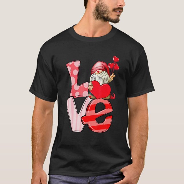 Love Gnome Valentines Day Love Valentine Pajamas G T-Shirt (Front)