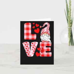 Love Gnome Valentines Day Red Buffalo Plaid Leopar Card