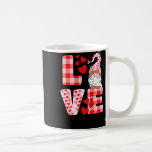 Love Gnome Valentines Day Red Buffalo Plaid Leopar Coffee Mug