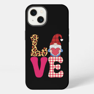 Love Gnome Valentines Day Red Buffalo Plaid Leopar iPhone 13 Case