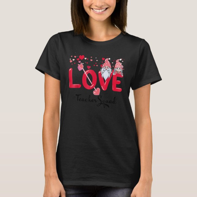 Love Gnome Valentines Day Red Buffalo Plaid Leopar T-Shirt (Front)