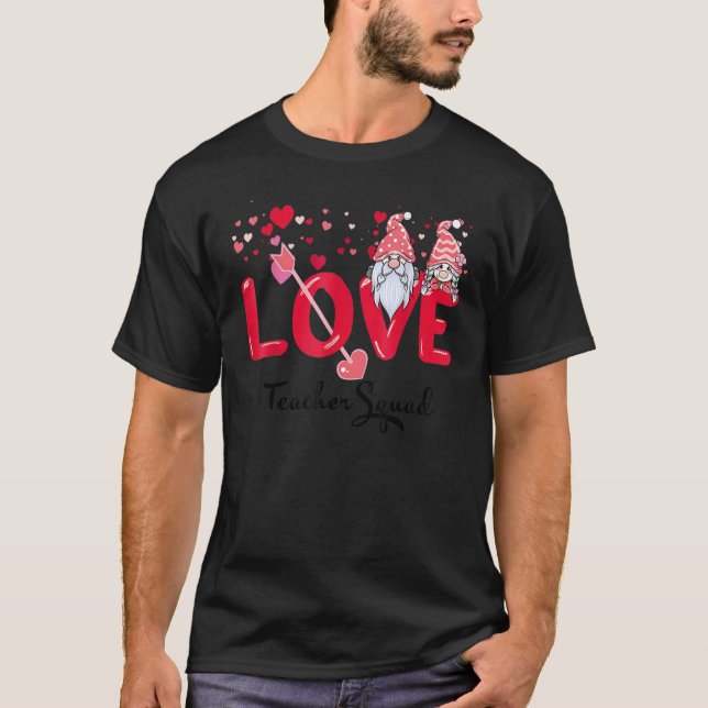 Love Gnome Valentines Day Red Buffalo Plaid Leopar T-Shirt (Front)