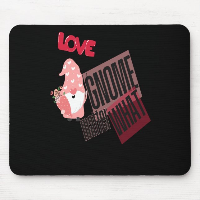 Love Gnome What Gnome With Flowers Balloon Sticker Mouse Mat (Front)