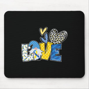 Love Gnomes Blue Yellow Ribbon Down Syndrome Aware Mouse Mat