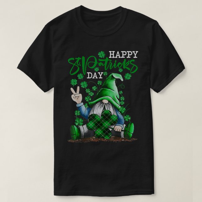 LOVE Gnomes Irish Shamrock Lucky St Patricks Day B T-Shirt (Design Front)