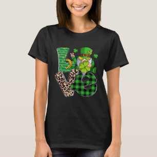 LOVE Gnomes Irish Shamrock Lucky St Patrick's Day  T-Shirt