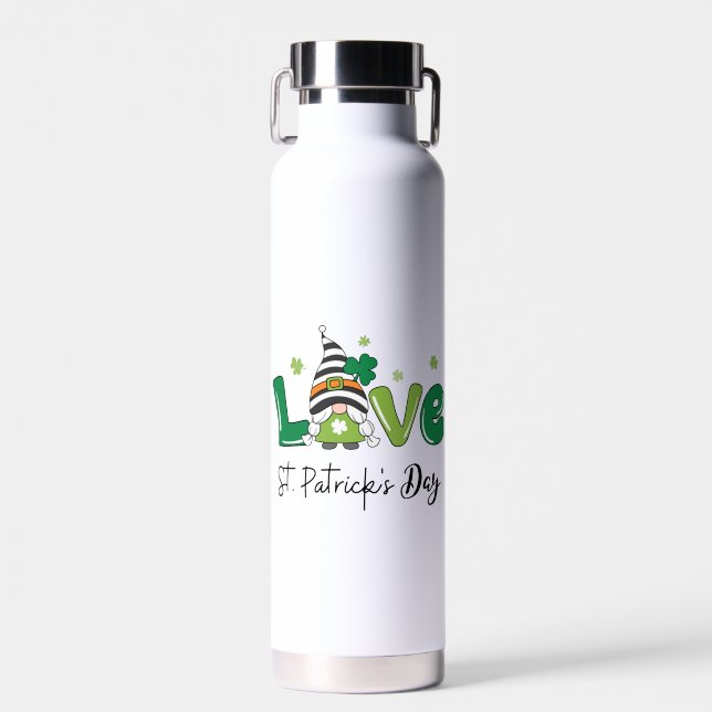 Love Gnomes St. Patrick's Day   Water Bottle (Front)