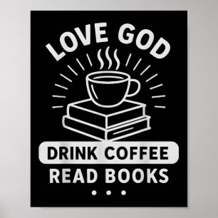 Love God Coffee Books Vintage Christian Readers Poster