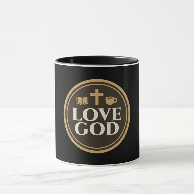 Love God Drink Coffee Read Books Christian Art Mug (Center)