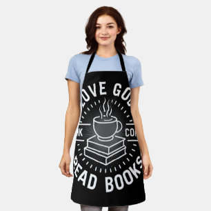 Love God Drink Coffee Read Books Lovers Vintage Apron