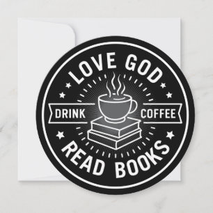 Love God Drink Coffee Read Books Lovers Vintage Invitation
