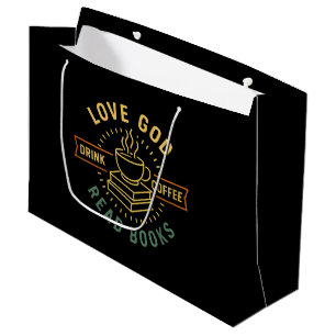 Love God Drink Coffee Read Books Lovers Vintage Large Gift Bag
