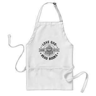 Love God Drink Coffee Read Books Lovers Vintage Standard Apron