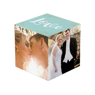 Love - Gold Confetti - Wedding Photos Cube