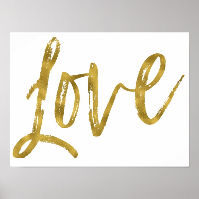 Love Gold Foil and White Inspirational Word Poster (Front)
