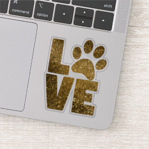 LOVE   Gold Glitter Paw Print
