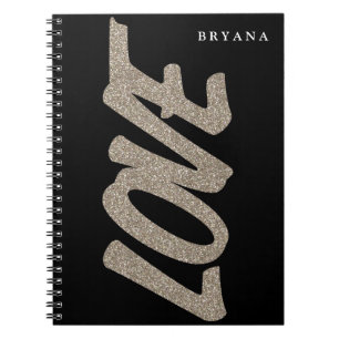 LOVE Gold Glitter Sparkle Modern Notebook
