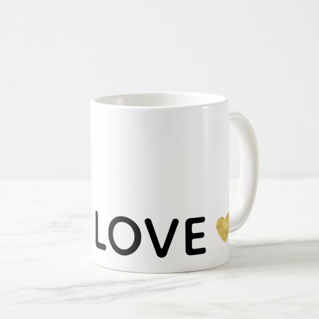 Love Gold Heart Coffee Mug (Front Right)