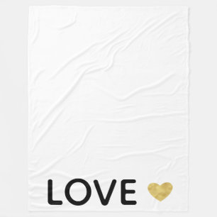 Love Gold Heart Fleece Blanket