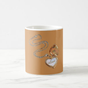 Love Gold Heart Necklace Coffee Mug
