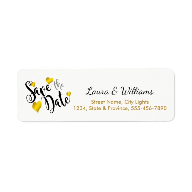 Love Gold Save The Date Heart Shape Brushed (Front)
