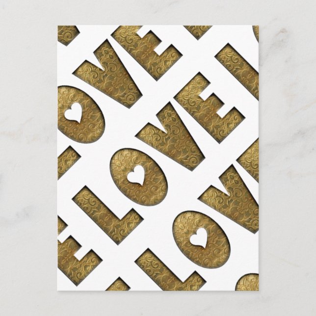 Love Gold Text Word Elegant Golden Decorative Postcard (Front)
