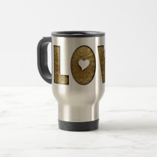 Love Gold Text Word Elegant Golden Decorative Travel Mug