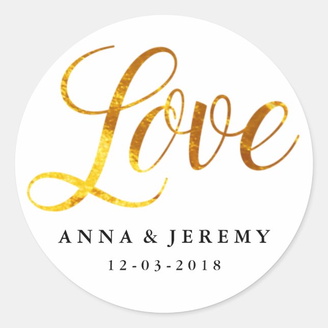 Love Gold Wedding Sticker (Front)