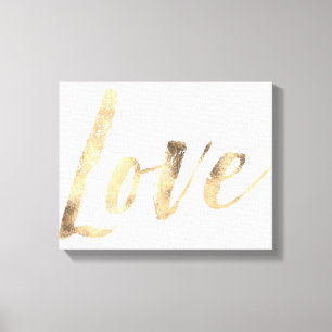 Love Gold White Inspirational Quotes Canvas Print