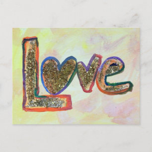 Love Golden Pastels Art Painting Postcard