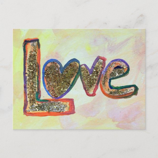 Love Golden Pastels Art Painting Postcard (Front)