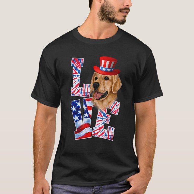 Love Golden Retriever 4th Of July Patriotic Dog Wo T-Shirt (Front)