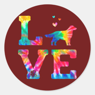 Love Golden Retriever Corgi Tie Dye Dog Mum Dad  Classic Round Sticker