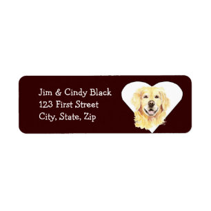 Love Golden Retriever  Dog Address Label